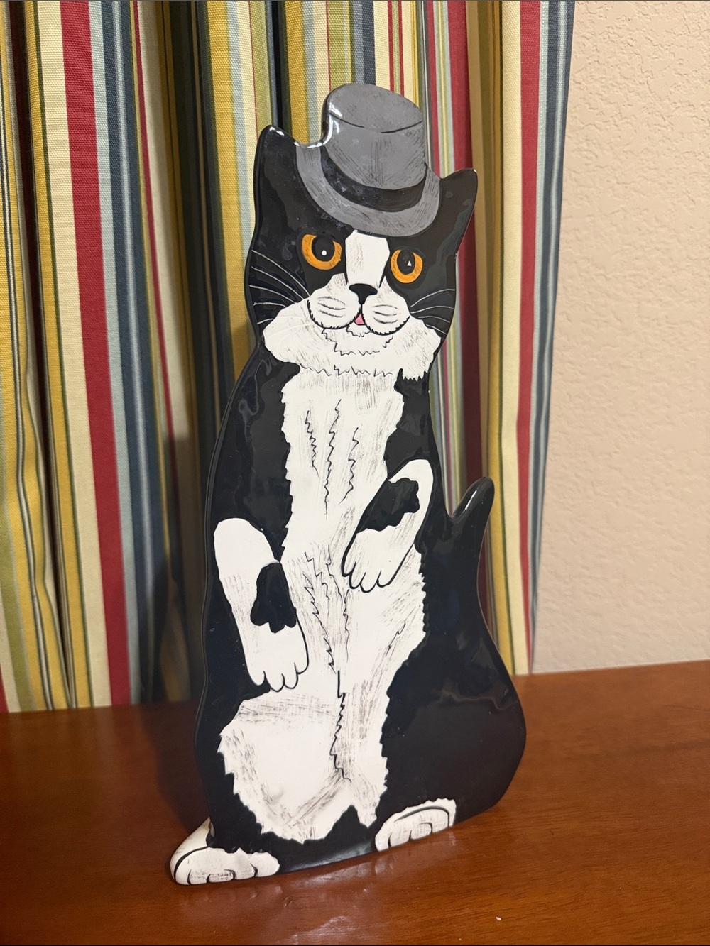 Limited Edition Top Hat Black & White Cat Figurine Decor Vase - #233 of 1000